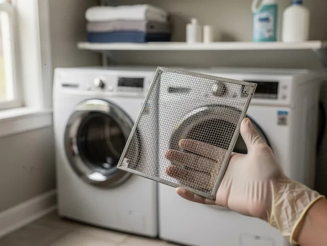 Sierra Madre Dryer Vent Cleaning specialist performing detailed lint trap cleaning service in Sierra Madre