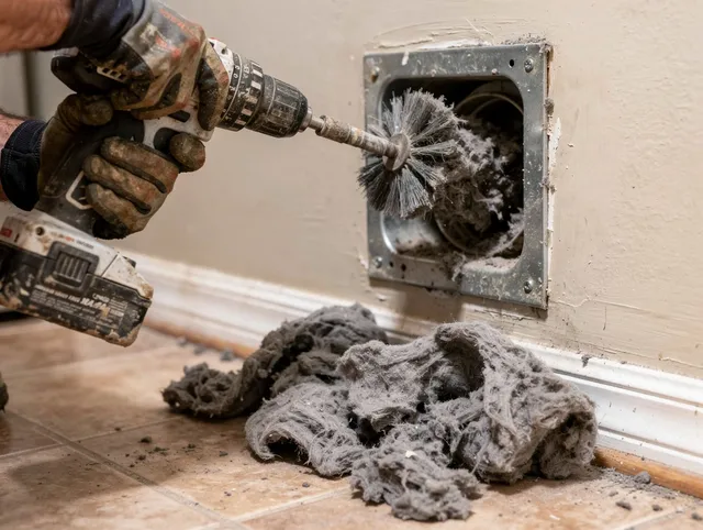 Certified Sierra Madre Dryer Vent Cleaning technician performing dryer vent cleaning in Sierra Madre