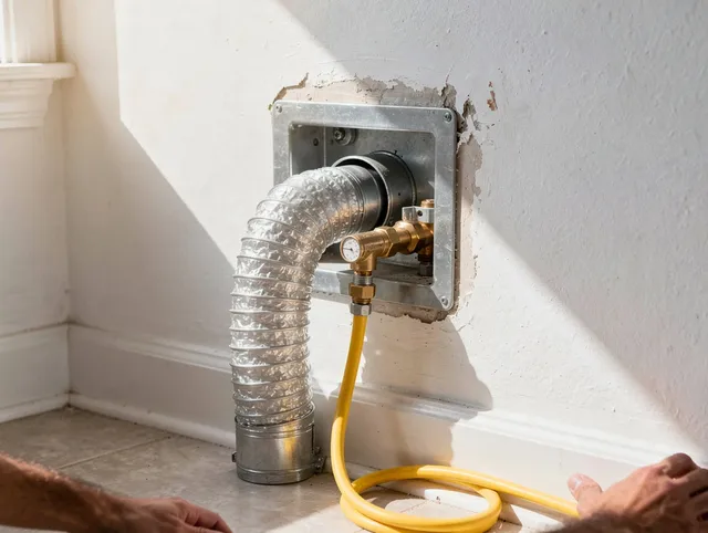 Sierra Madre Dryer Vent Cleaning certified technician performing specialized gas dryer vent cleaning in Sierra Madre